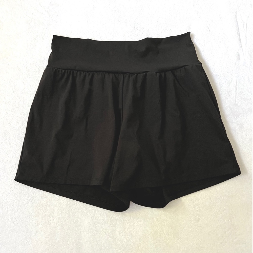 Halara Athletic Shorts Black High Waisted Flowy Double Layer XL Long